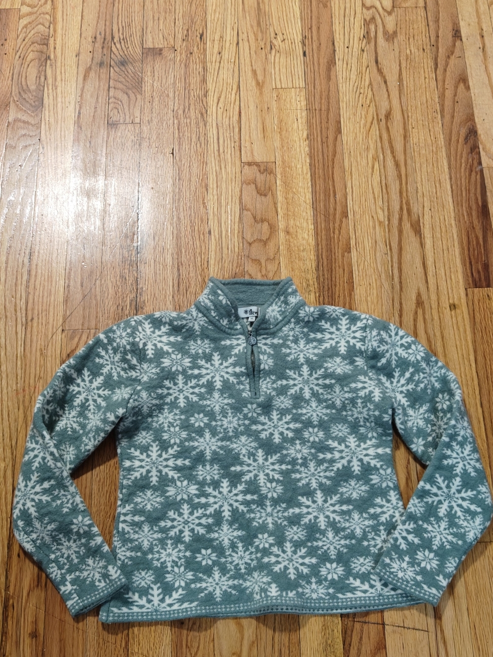 Eve Teal Snowflake Half-Zip Sweater